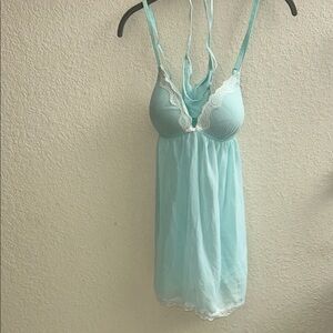 Lace Trim Chemise in Soft Blue